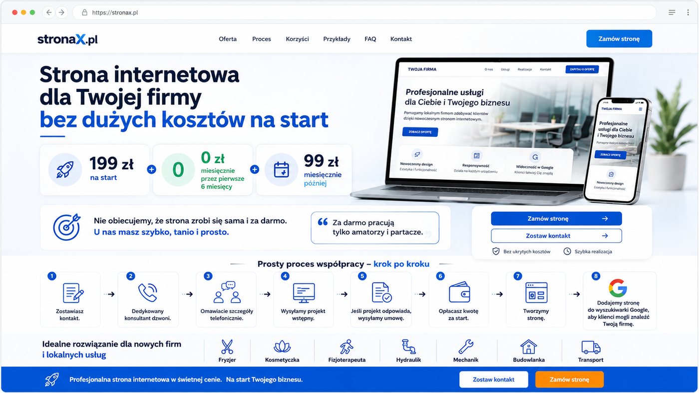Przykład strony internetowej dla firmy